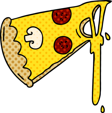 Bir insan tarafından çizilmiş tuhaf bir pizza dilimi.