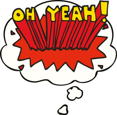 Çizgi film metni. Evet! Bir insan tarafından çizilen düşünce baloncuğuyla