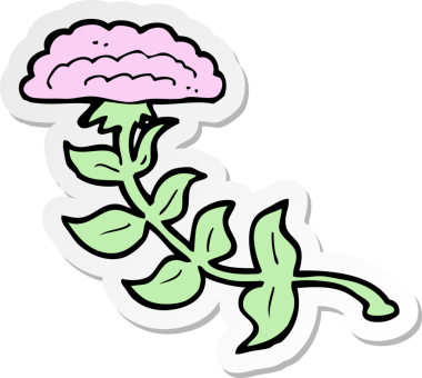 Bir insan tarafından çizilmiş karikatür çiçeğinin çıkartması.