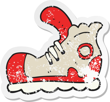 Bir insan tarafından çizilmiş bir spor ayakkabısının gerilimli çıkartması.