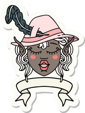 Şarkı söyleyen bir elf karakterinin çıkartması. İnsan tarafından çizilmiş bir pankartımız var.