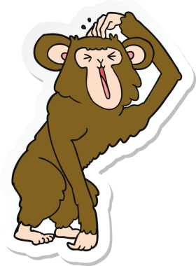 Bir insan tarafından çizilmiş şempanze kafasının çıkartması.