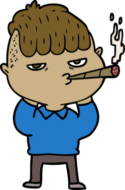 Bir insan tarafından çizilmiş sigara içen karikatürist.