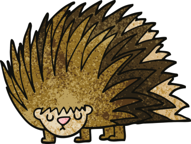 Bir insan tarafından çizilmiş çivili kirpi.