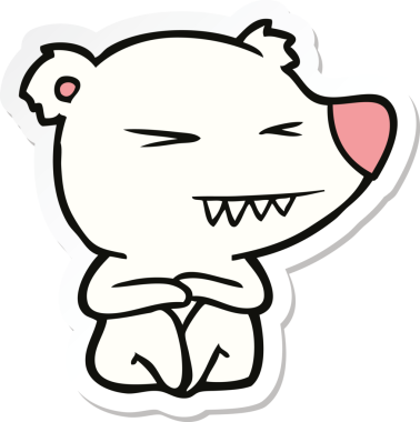 Bir insan tarafından çizilmiş kızgın bir kutup ayısının çıkartması.