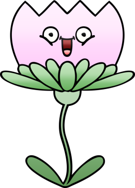 Bir insan tarafından çizilmiş rengarenk bir çiçek karikatürü.