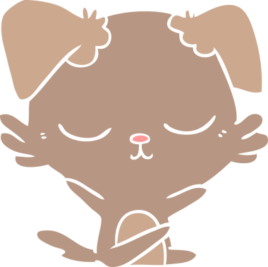 Bir insan tarafından çizilmiş şirin düz renkli çizgi film köpeği.