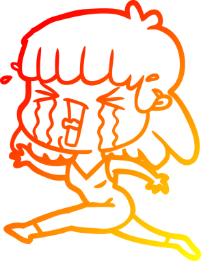 Bir insan tarafından çizilmiş göz yaşları içindeki çizgi film kadını çizimi.