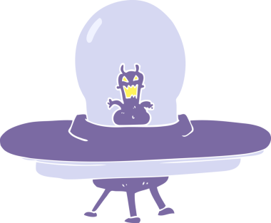 Bir insan tarafından çizilmiş uzay gemisinin düz renk çizimi