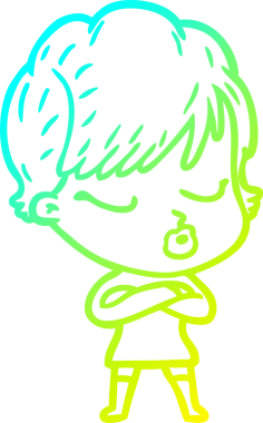 Bir insan tarafından çizilmiş gözleri olan bir karikatür kadın çizimi