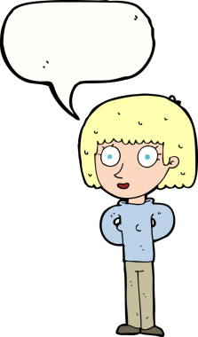 Bir insan tarafından çizilmiş konuşma balonlu bir karikatür.