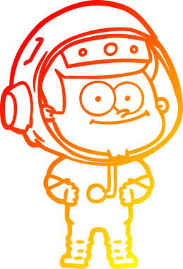 Bir insan tarafından çizilmiş mutlu bir astronot çizgi filminin sıcak gradyan çizimi