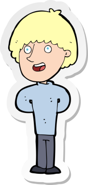 Bir insan tarafından çizilmiş mutlu bir adamın çıkartması.