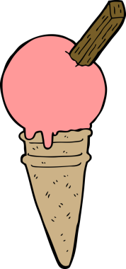 Bir insan tarafından çizilmiş karikatür dondurma.