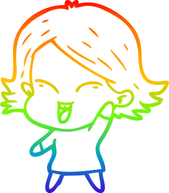 gökkuşağı gradyan çizimi mutlu bir çizgi film kızı bir insan tarafından çizildi