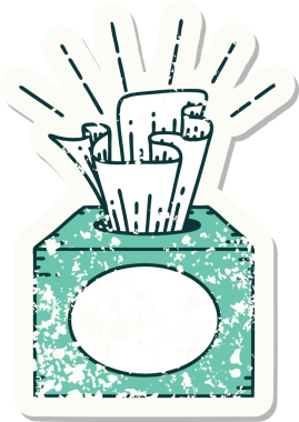 Bir insan tarafından çizilmiş eski bir dövme stili mendil etiketi.