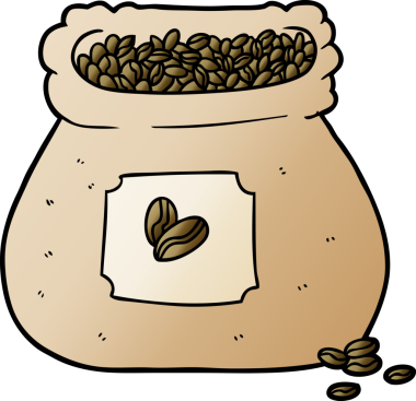 Bir insan tarafından çizilmiş kahve torbası.