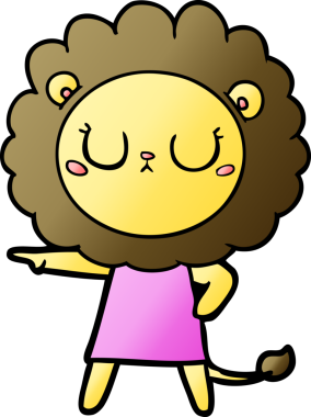 Bir insan tarafından çizilmiş çizgi film aslanı.