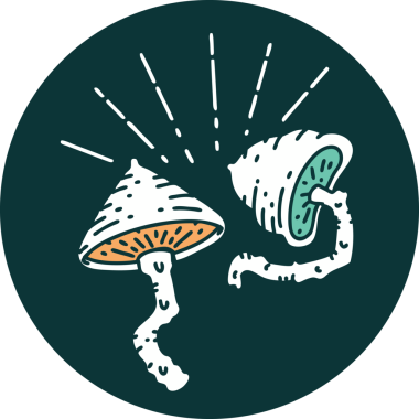 Bir insan tarafından çizilmiş dövme stili mantarların simgesi