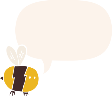 Konuşma baloncuğu olan çizgi film arısı insan tarafından çizilmiş.