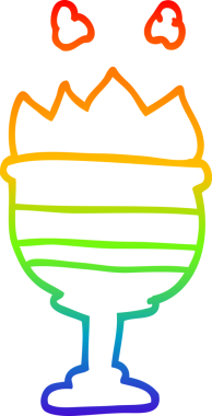 gökkuşağı gradyan çizgi çizimi bir insan tarafından çizilmiş alevli bir kadeh.