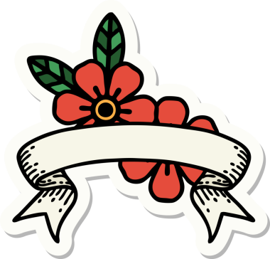 Bir insan tarafından çizilmiş çiçek pankartıyla dövme stili