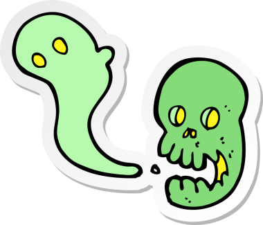 Bir insan tarafından çizilmiş ürkütücü bir karikatür çıkartması.