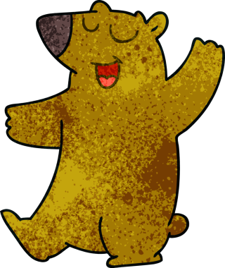 Bir insan tarafından çizilmiş garip bir çizgi film ayısı.