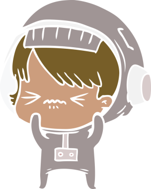 kızgın düz renkli çizgi film kızı bir insan tarafından çizilmiş.