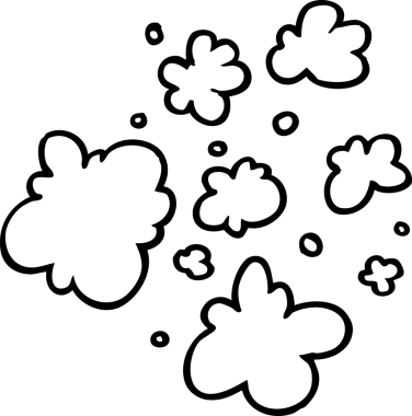 Bir insan tarafından çizilmiş siyah-beyaz karikatür dekoratif duman üfleme elementleri