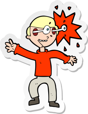 Bir insan tarafından çizilmiş bir karikatürün çıkartması.