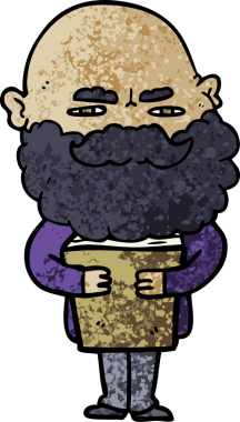 Bir insan tarafından çizilmiş sakallı bir çizgi film adamı.