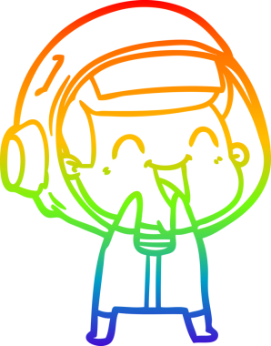 gökkuşağı gradyan çizimi mutlu bir çizgi astronot çizimi bir insan tarafından çizildi