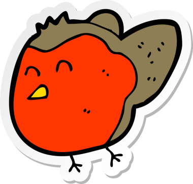 Bir insan tarafından çizilmiş Robin çizgi filminin çıkartması.