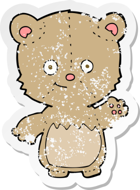 Bir insan tarafından çizilen oyuncak ayının gerilimli çıkartması.