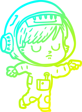 Bir insan tarafından çizilmiş soğuk gradyan çizgili astronot kadın çizimi.