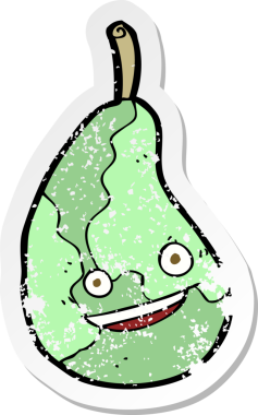 Bir insan tarafından çizilmiş mutlu armut çizgi filminin gerilimli retro yapıştırması