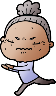 Çizgi film bir insan tarafından çizilmiş yaşlı bir kadın tarafından rahatsız edildi.