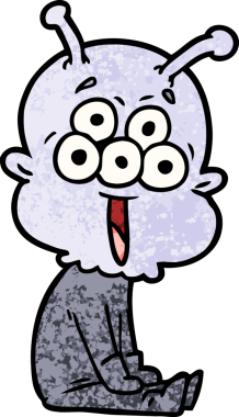 Bir insan tarafından çizilmiş mutlu bir uzaylı çizgi filmi.