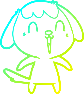 Bir insan tarafından çizilmiş şirin bir çizgi köpeğin soğuk gradyan çizgisi.