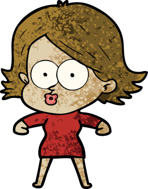 Çizgi film kızı somurtuyor bir insan tarafından