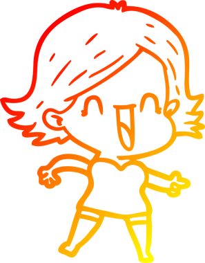 Bir insan tarafından çizilmiş gülen bir kadının çizgi film çizimi.