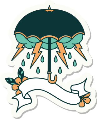 Bir insan tarafından çizilmiş şemsiye dövmesi stili çıkartması