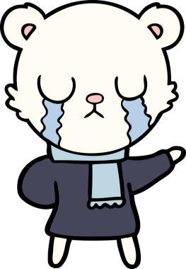 Bir insan tarafından çizilmiş ağlayan kutup ayısı çizgi filmi.