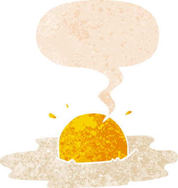 Bir insan tarafından çizilmiş grunge dertli retro tarzı konuşma baloncuklu çizgi film yumurtası