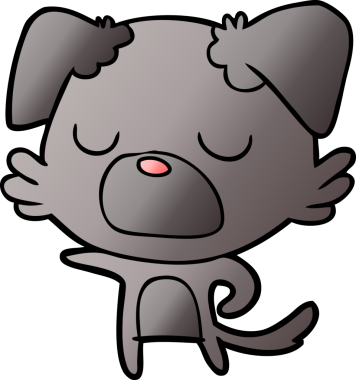 Bir insan tarafından çizilmiş çizgi film köpeği.