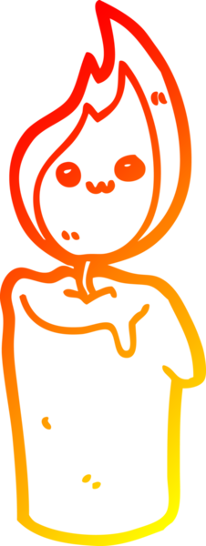 Bir insan tarafından çizilmiş bir mum karakterinin sıcak çizgi çizimi