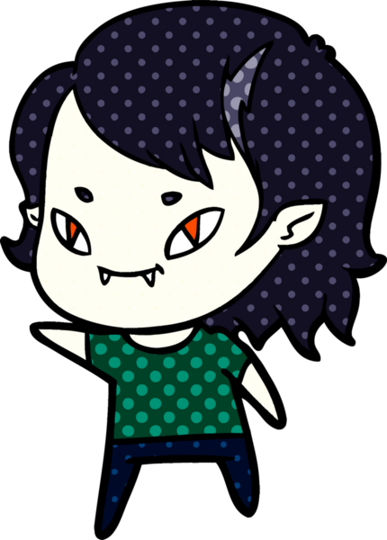 Bir insan tarafından çizilmiş çizgi film dostu vampir kız.