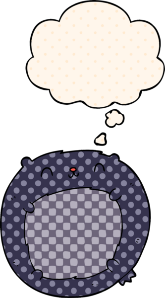 Çizgi roman tarzında bir insan tarafından çizilmiş düşünce kabarcığı olan çizgi film ayısı.