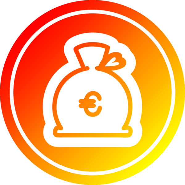 para çuvalı dairesel simgesi sıcak gradyan bir insan tarafından çizilmiş